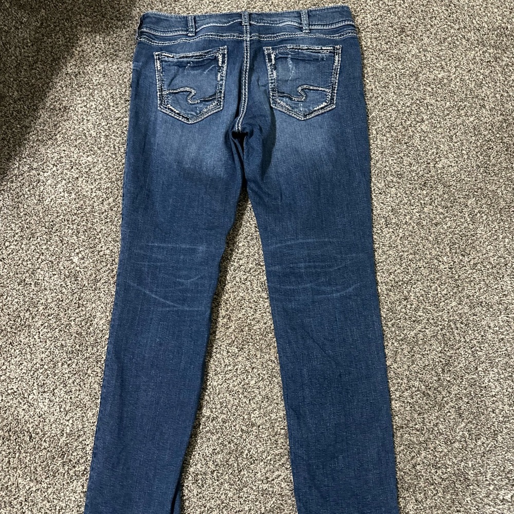 Silver crop jeans